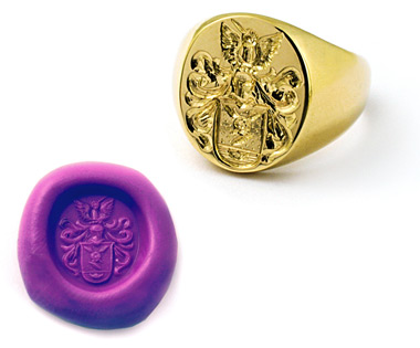 14K Yellow Gold Family Crest Ring