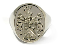 14K White Gold Family Crest Ring